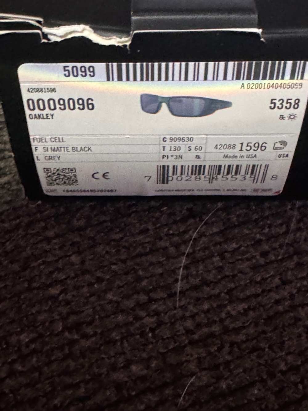 Oakley Fuel Cell Matte Black Sunglasses with Grey Lenses - Picture 3 of 4